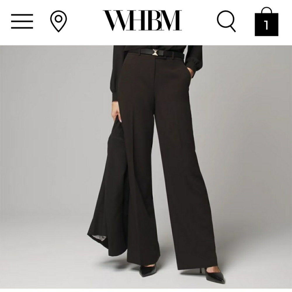 White House Black Market Elegant Black Wide-Leg Pants TaLL